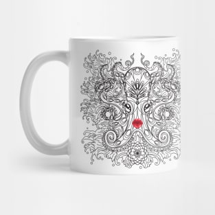 Black and White Vintage Stylised Octopus with Lips Mug